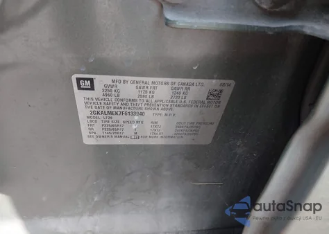 2015 GMC Terrain Sle-1 from USA, damaged, VIN 2GKALMEK7F6133940